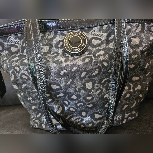 VINTAGE COACH audrey ocelot Metallic sparkly Bling Cheetah Print Shoulder Purse - Picture 2 of 16